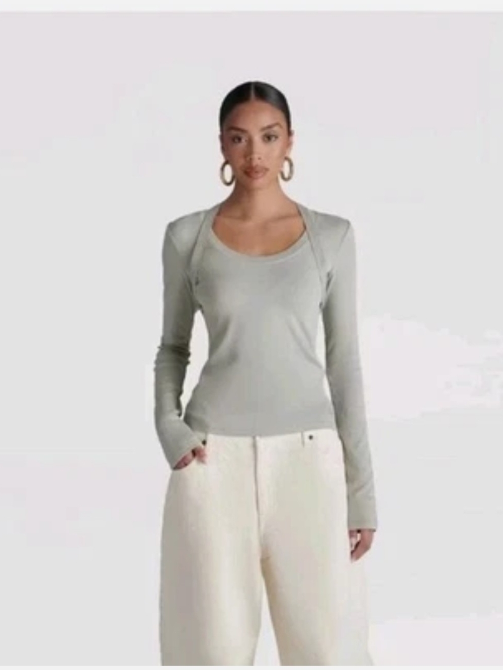 KBB by KAHLANA Women's Long Sleeve Harness Ribbed Top